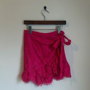 Lovers + Friends Pink Lace Mini Skirt